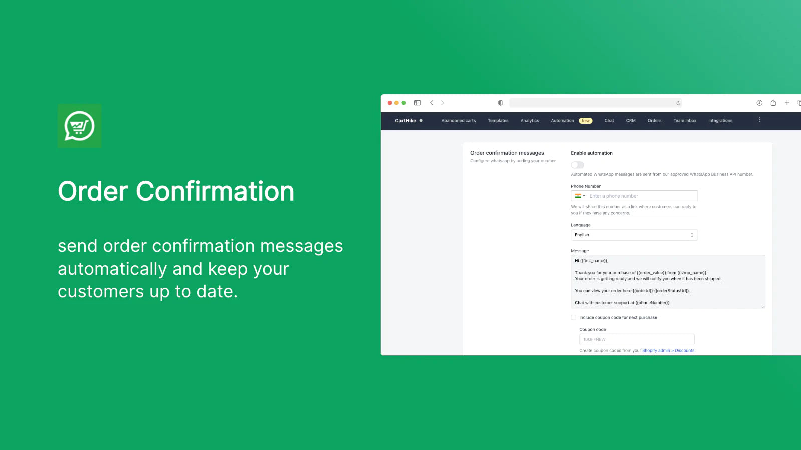 Automated Order Confirmation – Carthike
